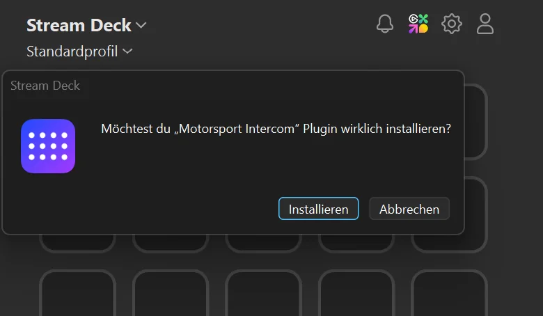 Stream Deck confirmation dialog for the Motorsport Intercom plugin