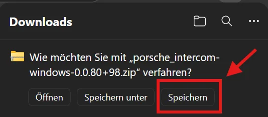 Browser download prompt with the Save button highlighted